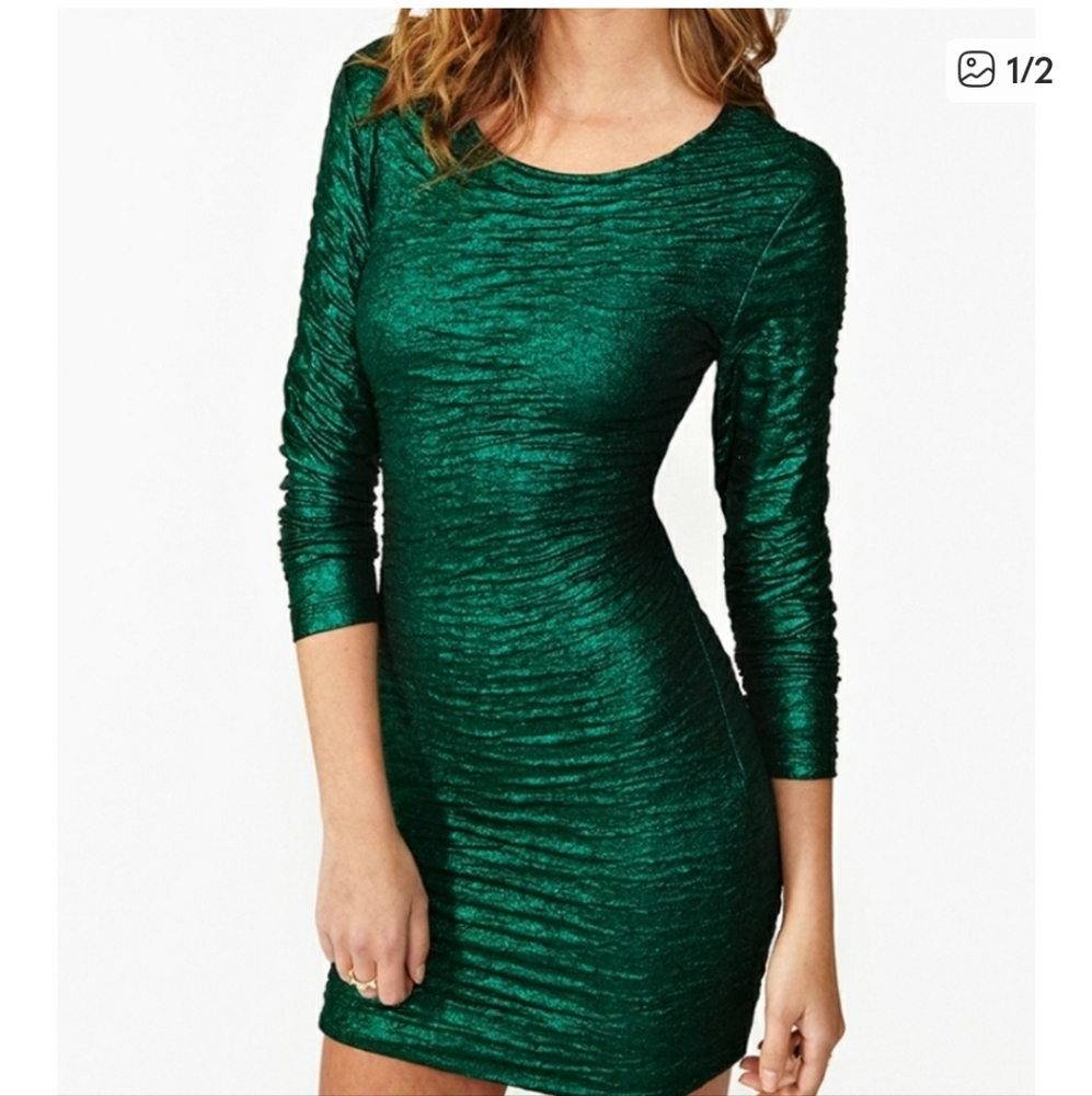 Nasty Gal Green Shimmer Dress